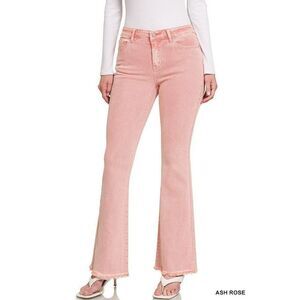 Zenana It's About Time Colored Denim Flares in Ash Rose DMP-1846A